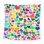 Valentine Rainbow Hearts Square Tapestry (Large)