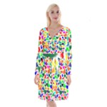 Valentine Rainbow Hearts Long Sleeve Velvet Front Wrap Dress