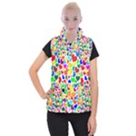 Valentine Rainbow Hearts Women s Button Up Puffer Vest