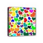 Valentine Rainbow Hearts Mini Canvas 4  x 4  (Stretched)