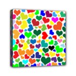 Valentine Rainbow Hearts Mini Canvas 6  x 6  (Stretched)