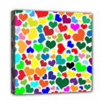 Valentine Rainbow Hearts Mini Canvas 8  x 8  (Stretched)