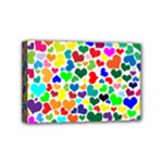 Valentine Rainbow Hearts Mini Canvas 6  x 4  (Stretched)