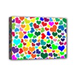 Valentine Rainbow Hearts Mini Canvas 7  x 5  (Stretched)