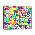 Valentine Rainbow Hearts Canvas 10  x 8  (Stretched)