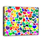 Valentine Rainbow Hearts Canvas 14  x 11  (Stretched)