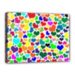 Valentine Rainbow Hearts Canvas 16  x 12  (Stretched)