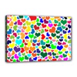 Valentine Rainbow Hearts Canvas 18  x 12  (Stretched)