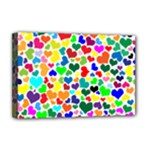 Valentine Rainbow Hearts Deluxe Canvas 18  x 12  (Stretched)