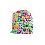 Valentine Rainbow Hearts Drawstring Pouch (Medium)