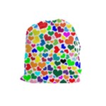 Valentine Rainbow Hearts Drawstring Pouch (Large)