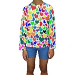 Valentine Rainbow Hearts Kids  Long Sleeve Swimwear