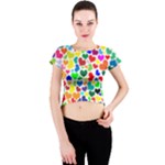 Valentine Rainbow Hearts Crew Neck Crop Top