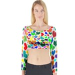 Valentine Rainbow Hearts Long Sleeve Crop Top (Tight Fit)