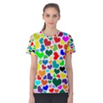 Valentine Rainbow Hearts Women s Cotton Tee