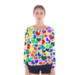 Valentine Rainbow Hearts Women s Long Sleeve Tee