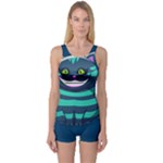 blue Cheshire Cat One Piece Boyleg Swimsuit