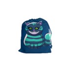 blue Cheshire Cat Drawstring Pouch (Small)