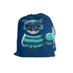 blue Cheshire Cat Drawstring Pouch (Large)