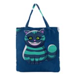 blue Cheshire Cat Grocery Tote Bag