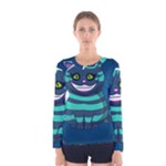 blue Cheshire Cat Women s Long Sleeve Tee