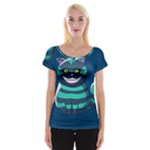 blue Cheshire Cat Women s Cap Sleeve Top