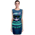 blue Cheshire Cat Sleeveless Velvet Midi Dress