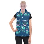 blue Cheshire Cat Women s Button Up Puffer Vest