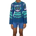 blue Cheshire Cat Kids  Long Sleeve Swimwear