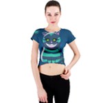 blue Cheshire Cat Crew Neck Crop Top