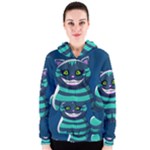 blue Cheshire Cat Women s Zipper Hoodie