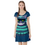 blue Cheshire Cat Short Sleeve Skater Dress