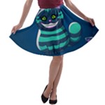 blue Cheshire Cat A-line Skater Skirt