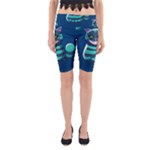 blue Cheshire Cat Yoga Cropped Leggings