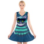 blue Cheshire Cat V-Neck Sleeveless Dress