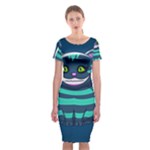 blue Cheshire Cat Classic Short Sleeve Midi Dress