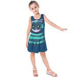 blue Cheshire Cat Kids  Sleeveless Dress