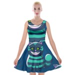 blue Cheshire Cat Velvet Skater Dress