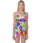 rainbow rhinestones One Piece Boyleg Swimsuit