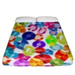 rainbow rhinestones Fitted Sheet (Queen Size)