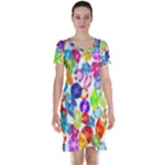 rainbow rhinestones Short Sleeve Nightdress