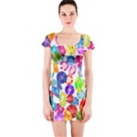 rainbow rhinestones Short Sleeve Bodycon Dress