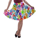 rainbow rhinestones A-line Skater Skirt