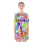 rainbow rhinestones Shoulder Cutout One Piece