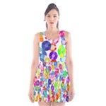 rainbow rhinestones Scoop Neck Skater Dress