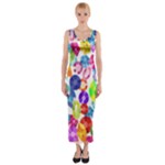 rainbow rhinestones Fitted Maxi Dress