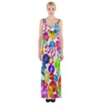 rainbow rhinestones Maxi Thigh Split Dress