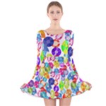 rainbow rhinestones Long Sleeve Velvet Skater Dress