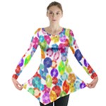 rainbow rhinestones Long Sleeve Tunic 