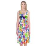 rainbow rhinestones Midi Sleeveless Dress